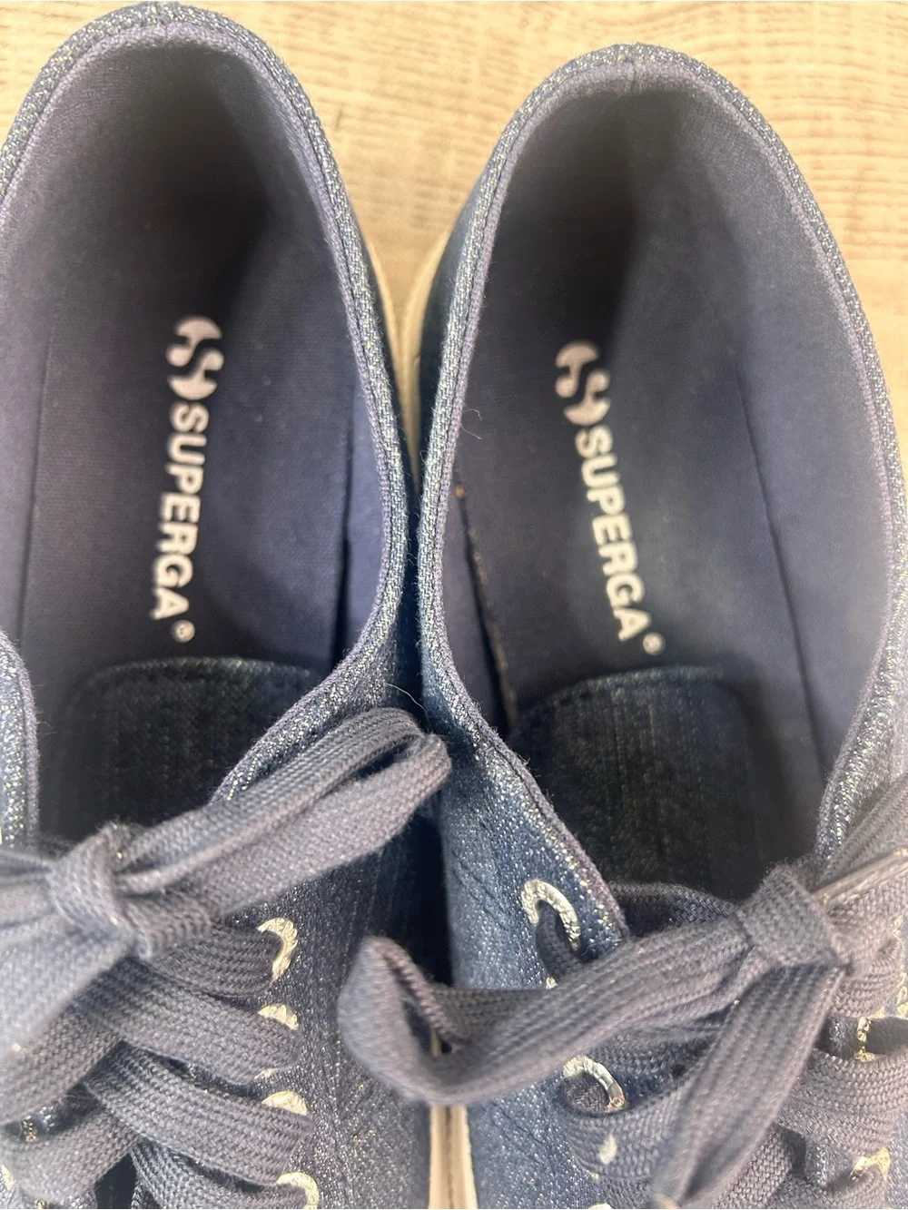 Superga Navy Canvas Classic Lace-Up Sneakers Women’s Size 8(39)